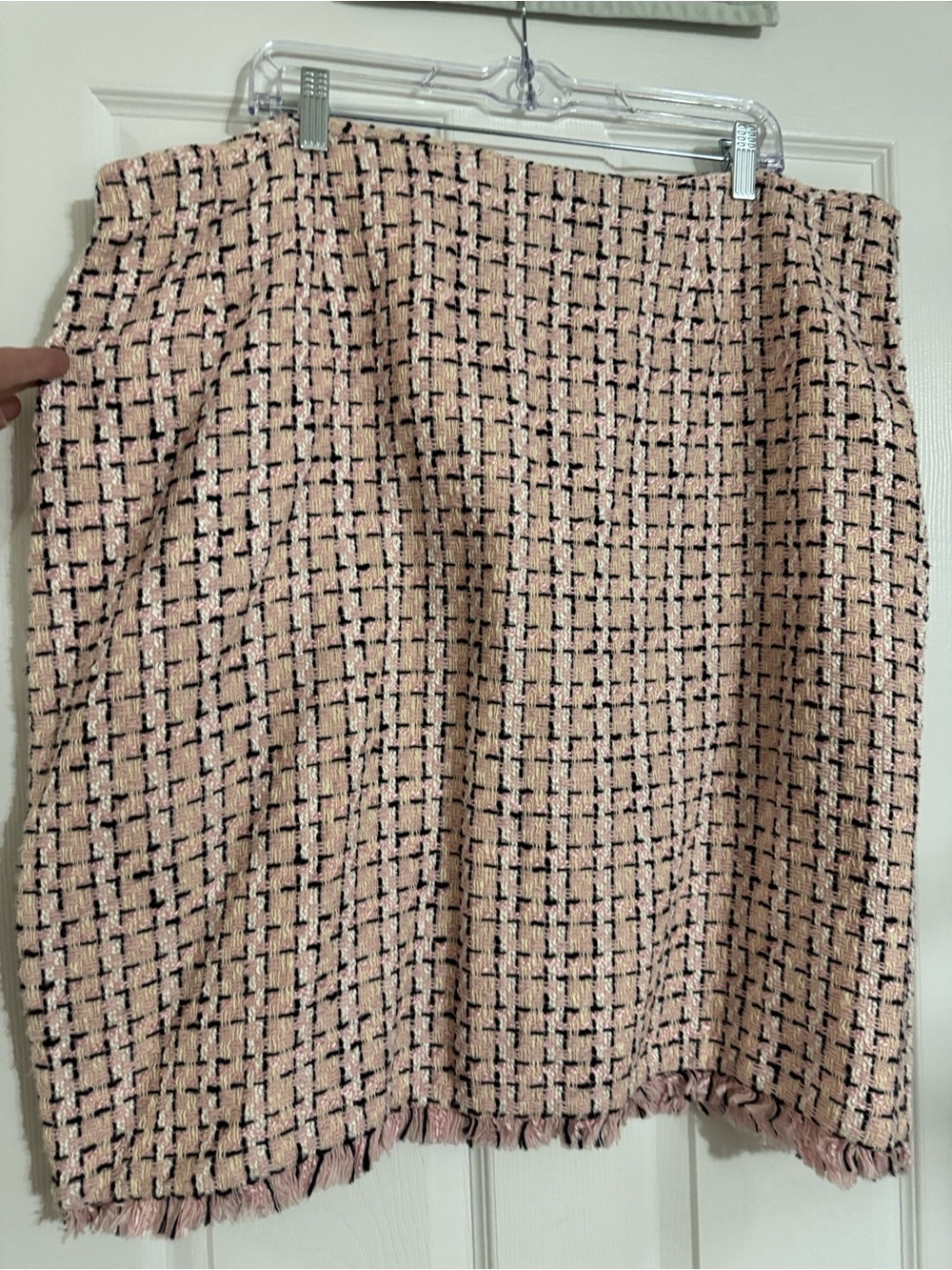 Inc Women’s Tweed Fringe Hem Pencil Skirt - Pink/Black